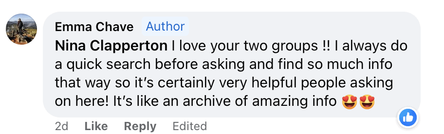 "Emma Chave
Author
Nina Clapperton I love your two groups !! I always do a quick search before asking and find so much info that way so it's certainly very helpful people asking on here! It's like an archive of amazing info (heart eyes emoji)(heart eyes emoji)"